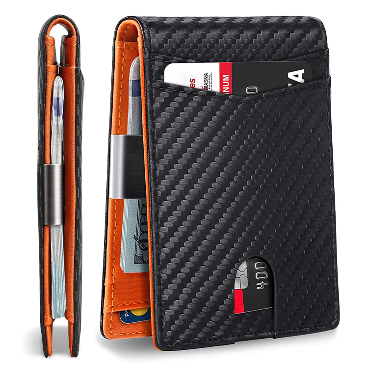 L&aelig;der Bifold RFID Slim Money Clip tegnebog