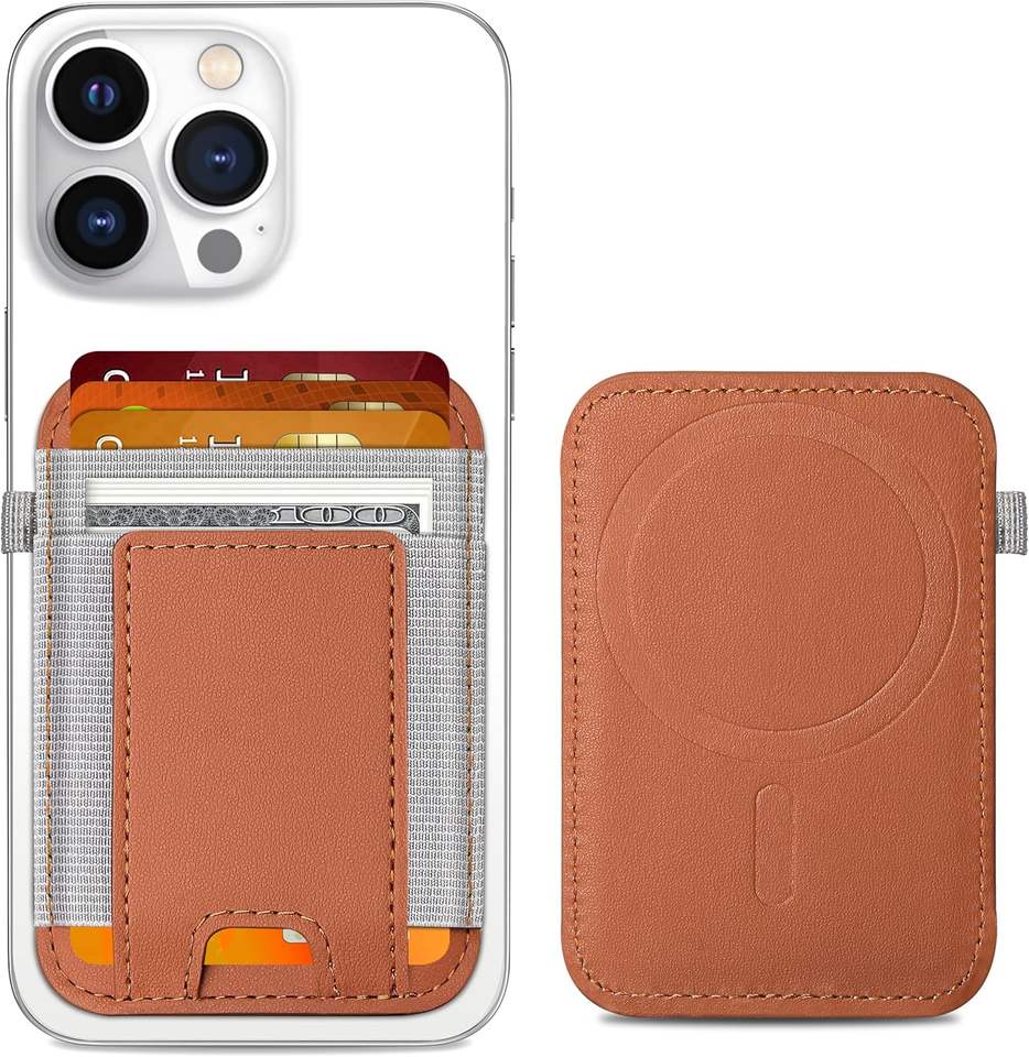 Magnetisk selvkl&aelig;bende kortholder til iPhone - Plads til 7 kort