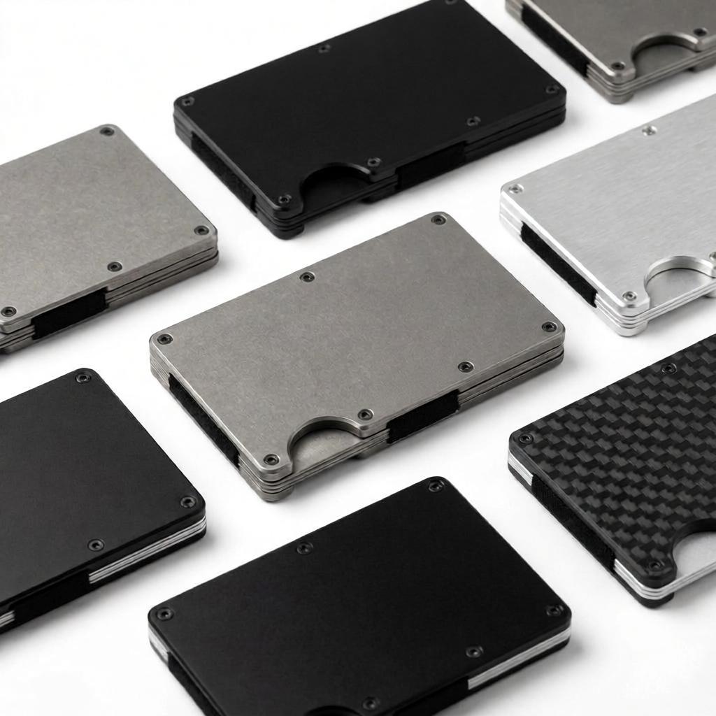 Portofel pentru carduri de blocare RFID din aluminiu CNC | Slim Titanium EDC